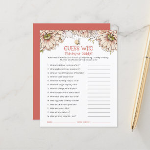 Papier Budget Bee Devine Qui maman ou papa Baby shower je