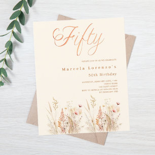 Papier budget beige crème fleur sauvage 50e anniversaire