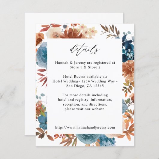 Papier Budget Beige & Dusty Blue Floral Détails (Devant / Derrière)