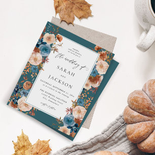 Papier Budget Beige & Dusty Blue Floral Mariage S2 Turquo