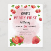 Papier Budget Berry 1ère fraise Anniversaire Invitation (Devant)