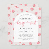 Papier Budget Berry First Birthday Strawberry Invitation (Devant / Derrière)