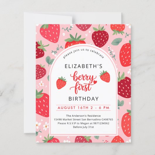 Papier Budget Berry Premier 1er anniversaire Photo Invita (Devant)