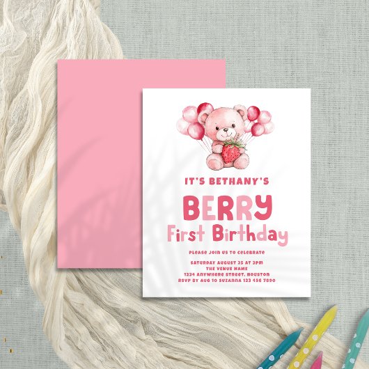Papier Budget Berry Premier anniversaire Fraise 1er parti