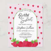 Papier Budget Berry Sweet Strawberry Baby shower Invitati (Devant)