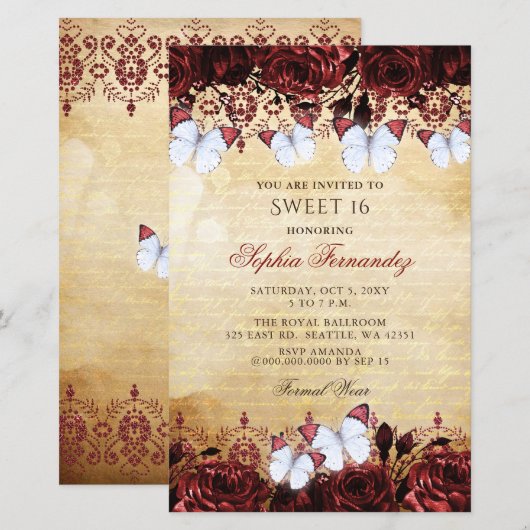 Papier Budget Beurre rouge doux 16 Invitation (Devant / Derrière)