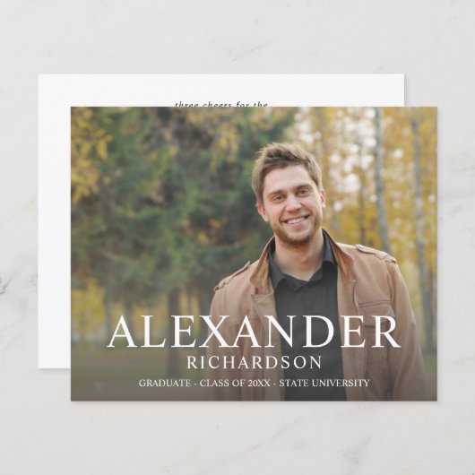 Papier Budget Big Mod Nom Photo Graduation Annonce (Devant / Derrière)