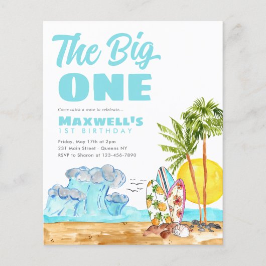 Papier Budget Big One Tropical Beach 1er Anniversaire du (Devant)