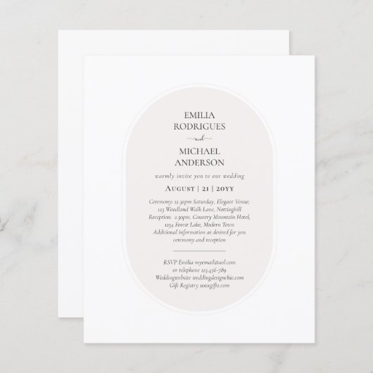 Papier BUDGET BILINGUE À double face Mariage Blanc Beige (Devant / Derrière)