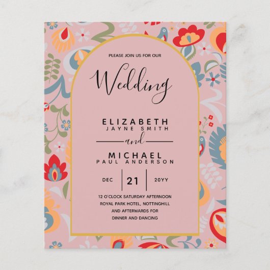 Papier BUDGET Bilingue Espagnol Anglais Mariage (Devant)