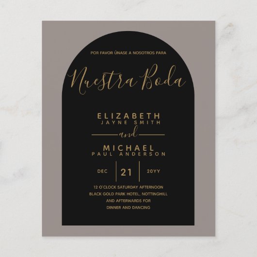 Papier BUDGET Bilingue Espagnol Boda Anglais Mariage (Dos)