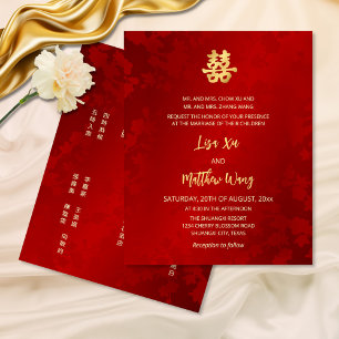 Papier BUDGET Bilingue Red Gold Mariage chinois