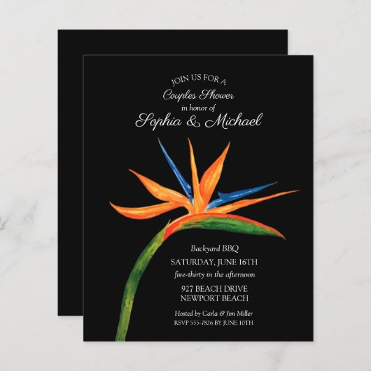 Papier Budget Bird of Paradise Couples Invitations de dou (Devant / Derrière)