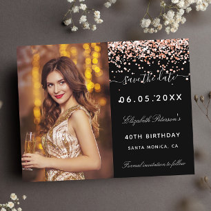 Papier Budget birthday black rose photo Save the Date