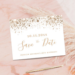 Papier Budget birthday white gold glitter save the date