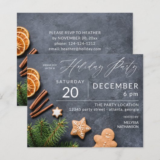 Papier Budget Biscuit au Gingembre & Invitation de Fête d (Devant / Derrière)