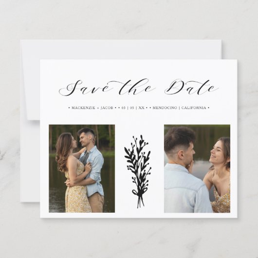 Papier Budget Black 2 Photos Collage Wedding Branches (Devant)