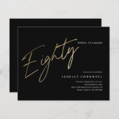 Papier Budget Black and Gold 80th Birthday Invitation (Devant / Derrière)