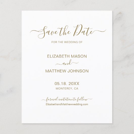 Papier Budget Black and Gold Script Photo Enregistrer la  (Dos)