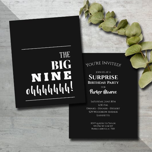 Papier Budget Black and White 90e anniversaire Invitation