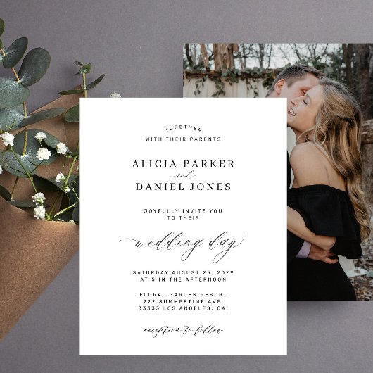 Papier Budget Black and White Photo Invite