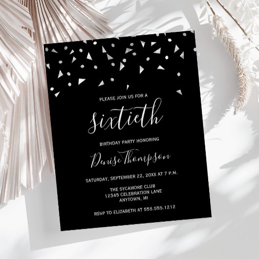 Papier Budget Black Argent 60e anniversaire Invitation de
