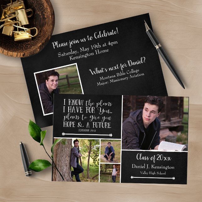 Papier Budget Black Bible Verse Graduation Photo Collage (Créateur téléchargé)