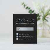 Papier Budget Black Faux Silver Calligraphie Mariage RSVP (Debout devant)