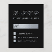 Papier Budget Black Faux Silver Calligraphie Mariage RSVP (Devant)