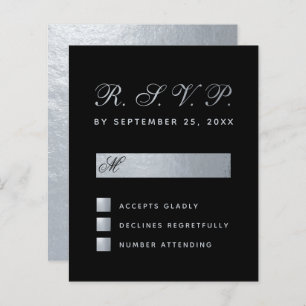 Papier Budget Black Faux Silver Calligraphie Mariage RSVP
