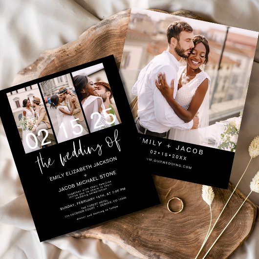 Papier Budget Black Four Photo Faire-part de mariage