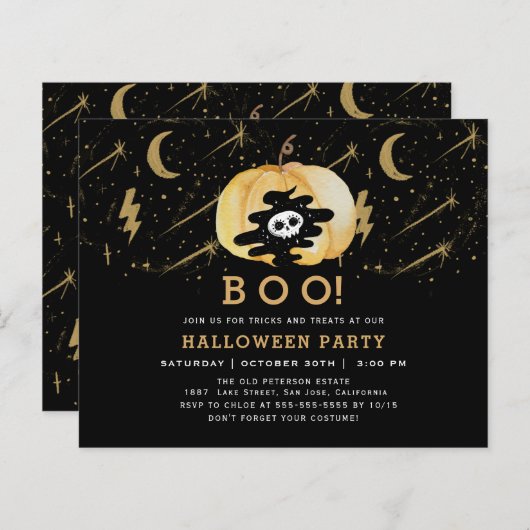 Papier Budget Black Fun Halloween Citrouilles étoiles (Devant / Derrière)