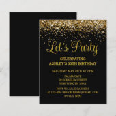 Papier Budget Black & Gold 30th Birthday Party Invitation (Devant / Derrière)