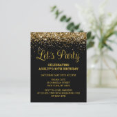 Papier Budget Black & Gold 30th Birthday Party Invitation (Debout devant)