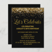 Papier Budget Black & Gold 30th Birthday Party Invitation (Devant / Derrière)