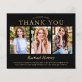 Papier Budget Black Gold 3 Photo Graduation Merci (Devant)