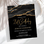 Papier Budget Black Gold Agate 21e anniversaire Invitatio<br><div class="desc">Cette invitation branchée de 21ème anniversaire présente une image aquarelle d'une géode agate en noir avec des reflets d'or. Les mots "21e anniversaire" apparaissent dans la parties scintillant en faux or dans la police d'écriture moderne décorative sur un arrière - plan noir. Customisez-le avec le nom de l'honoré dans le...</div>