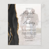 Papier Budget Black Gold Agate 5 photo Faire-part de mari (Devant)