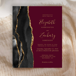 Papier Budget Black Gold Agate Bourgogne Mariage Invitati