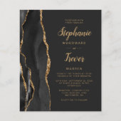 Papier Budget Black Gold Agate Brush Script Mariage (Devant)