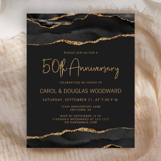 Papier Budget Black Gold Agate Dark 50th Anniversary