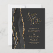 Papier Budget Black Gold Agate Dark Enregistrer la date (Devant)
