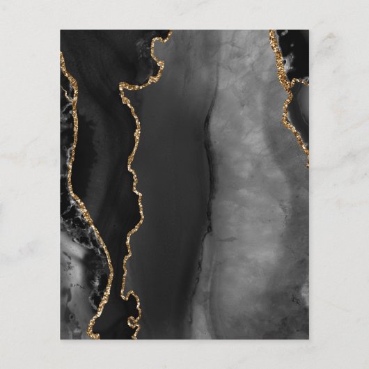 Papier Budget Black Gold Agate Dark Faire-part de mariage (Dos)