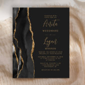 Papier Budget Black Gold Agate Élégant Mariage de script