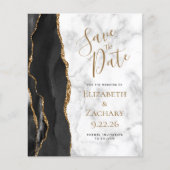 Papier Budget Black Gold Agate Marble Enregistrer la Date (Devant)