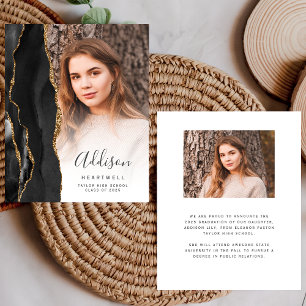 Papier Budget Black Gold Agate Photo Grad Faire-part