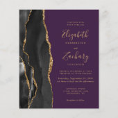 Papier Budget Black Gold Agate Purple Faire-part de maria (Devant)