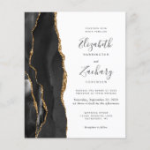 Papier Budget Black Gold Agate QR Code Mariage Invitation (Devant)