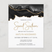 Papier Budget Black Gold Agate Sweet 16 Invitation (Devant)