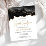 Papier Budget Black Gold Agate Sweet 16 Invitation<br><div class="desc">Cette invitation branchée à l'anniversaire du Sweet sixteen présente une aquarelle d'une géode d'agate dans les tons noirs avec des reflets d'or. Les mots "Sweet sixteen" apparaissent dans la parties scintillant en faux or dans la police décorative moderne d'écriture manuscrite. Customisez-le avec le nom de l'invité d'honneur en texte doré...</div>
